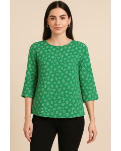 Women's Floral Top-XL-Green